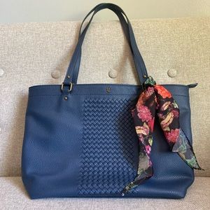 Blue Elliott Lucca shoulder bag with floral scarf accent